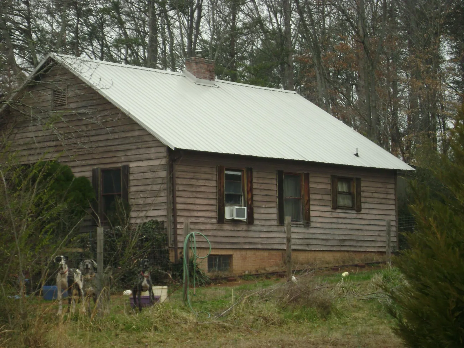 White metal roof on an old wood sided farmhouse, from a Asphalt Shingle Roof Repair job in Coatesville